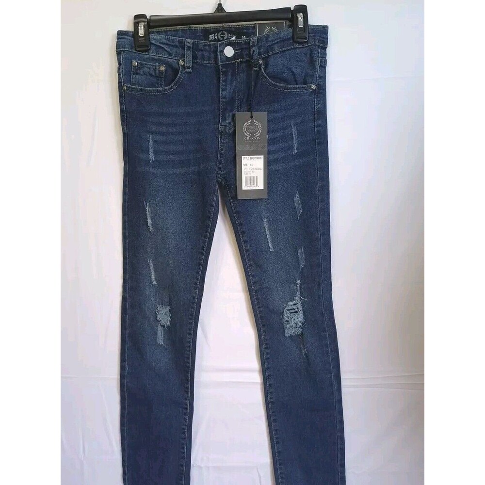 CR-24 Chrome Edge Boys Motion Flex Jeans Size 14 Slim Fit Distressed